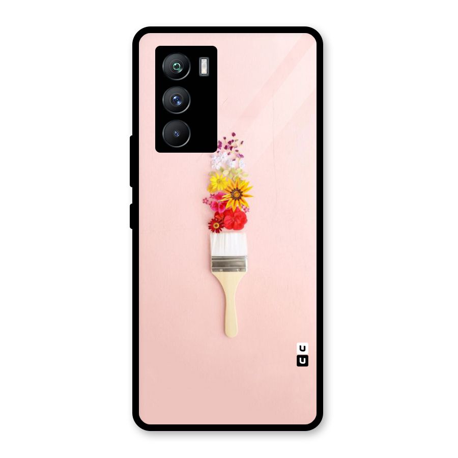 Painted Flowers Glass Back Case for Vivo iQOO 9 SE