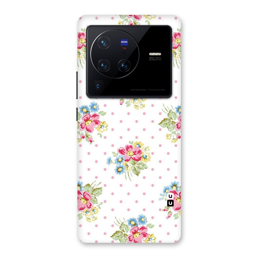Painted Polka Floral Back Case for Vivo X80 Pro