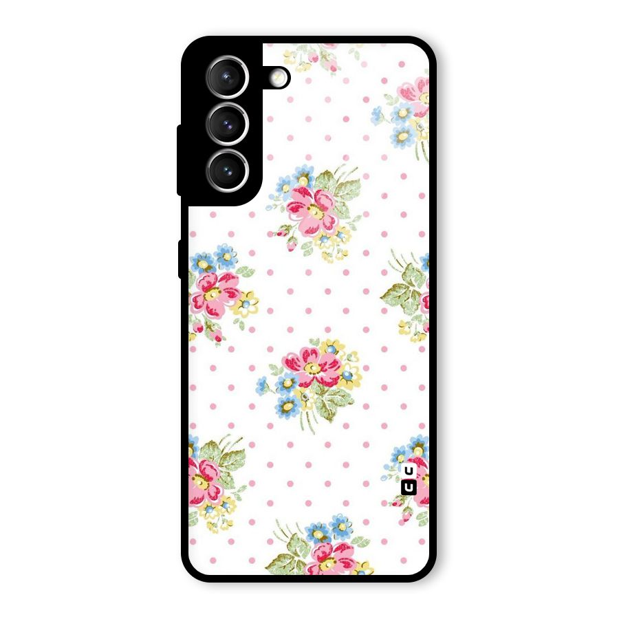 Painted Polka Floral Glass Back Case for Galaxy S21 5G