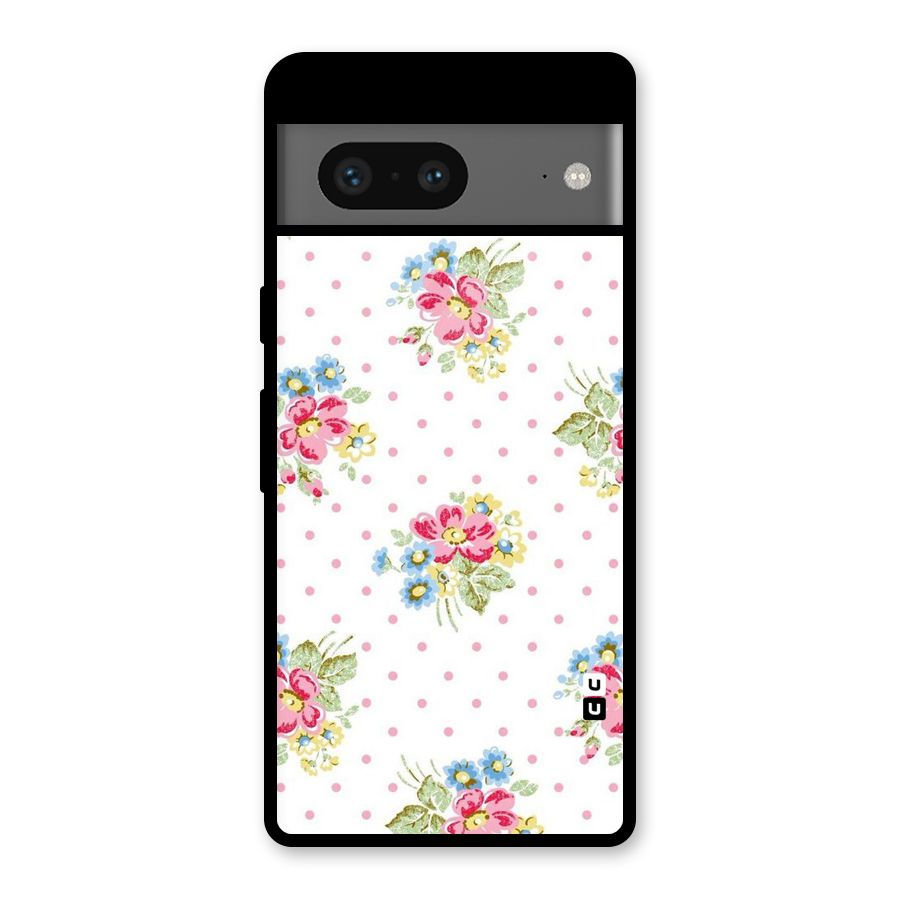 Painted Polka Floral Glass Back Case for Google Pixel 7