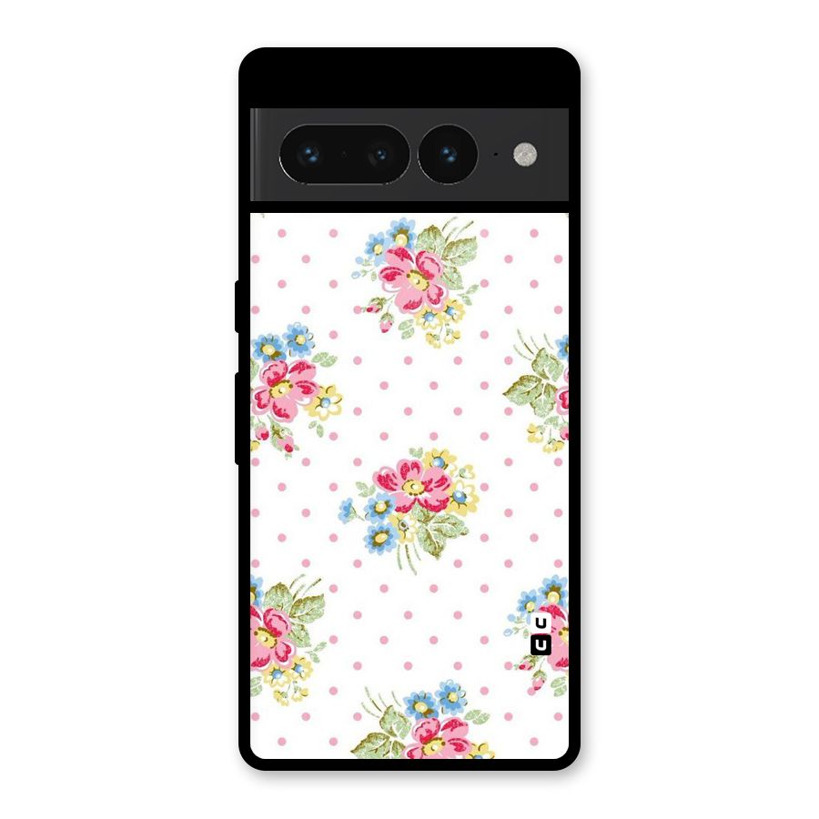 Painted Polka Floral Glass Back Case for Google Pixel 7 Pro