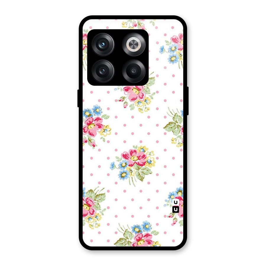 Painted Polka Floral Glass Back Case for OnePlus 10T