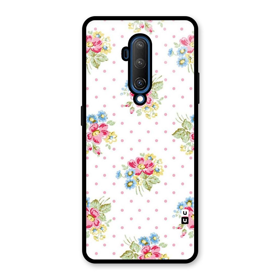 Painted Polka Floral Glass Back Case for OnePlus 7T Pro