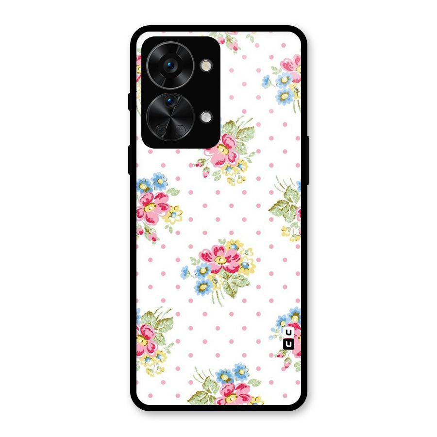 Painted Polka Floral Glass Back Case for OnePlus Nord 2T