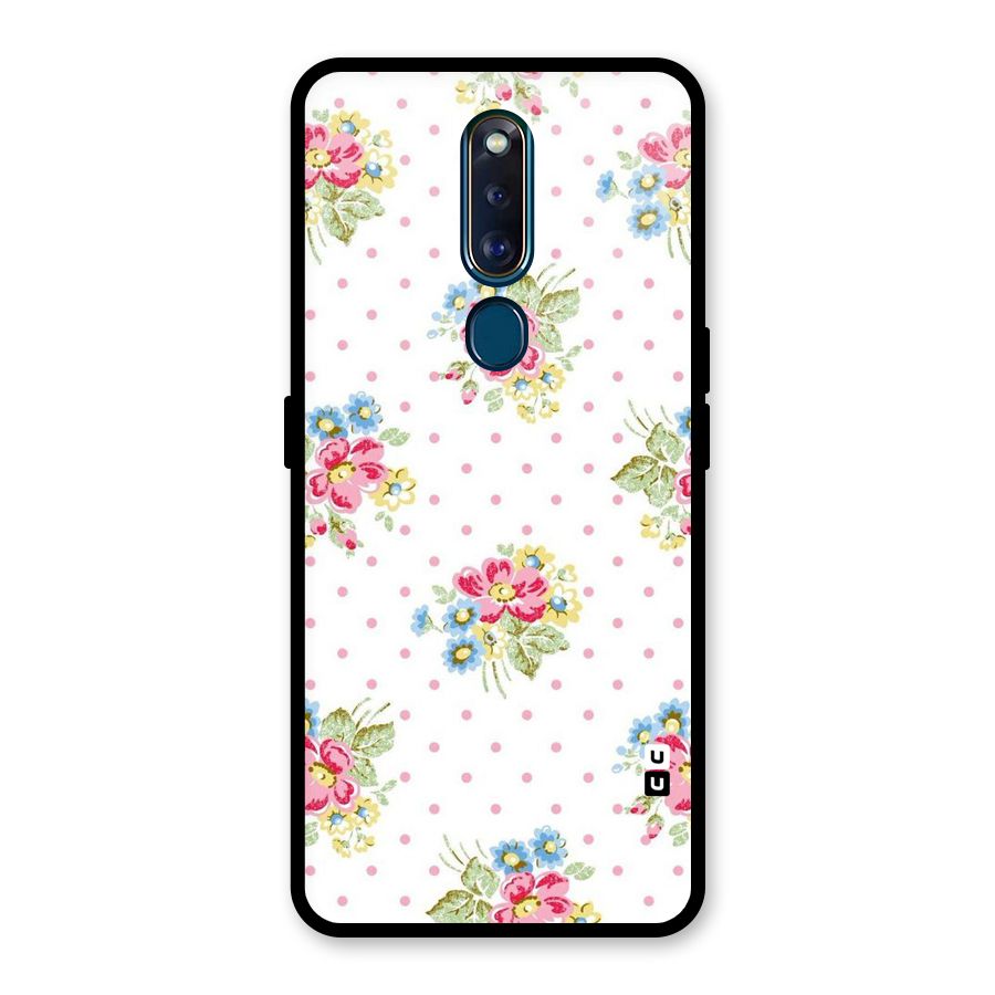 Painted Polka Floral Glass Back Case for Oppo F11 Pro