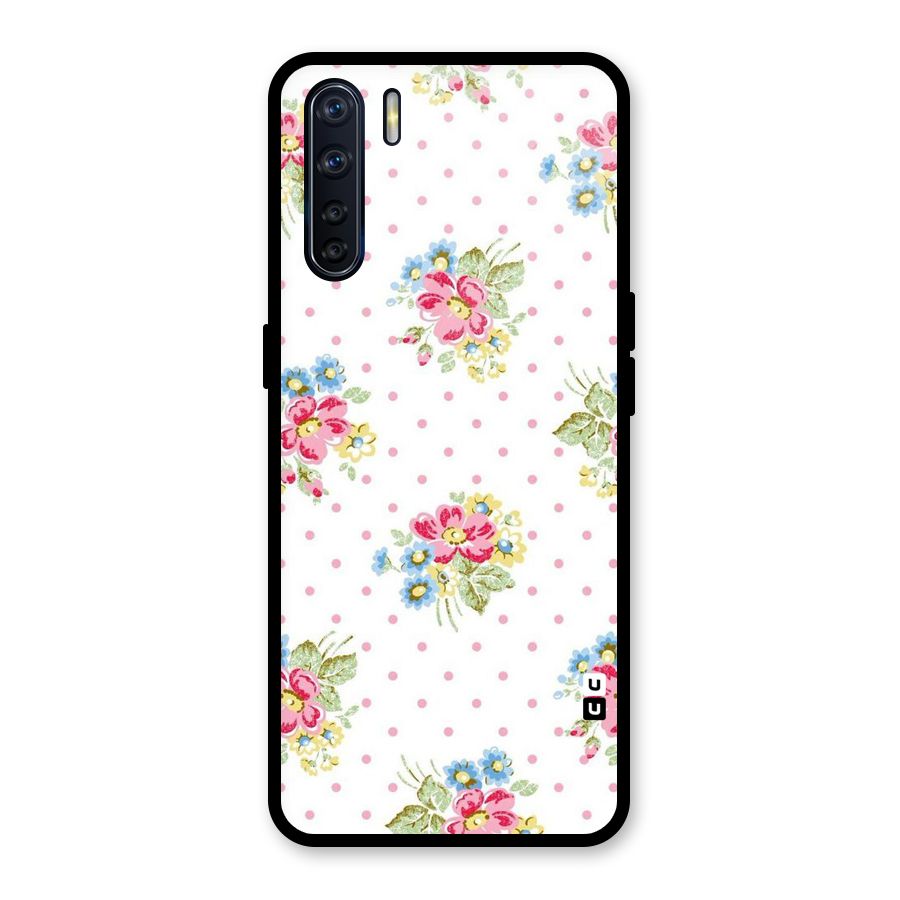 Painted Polka Floral Glass Back Case for Oppo F15