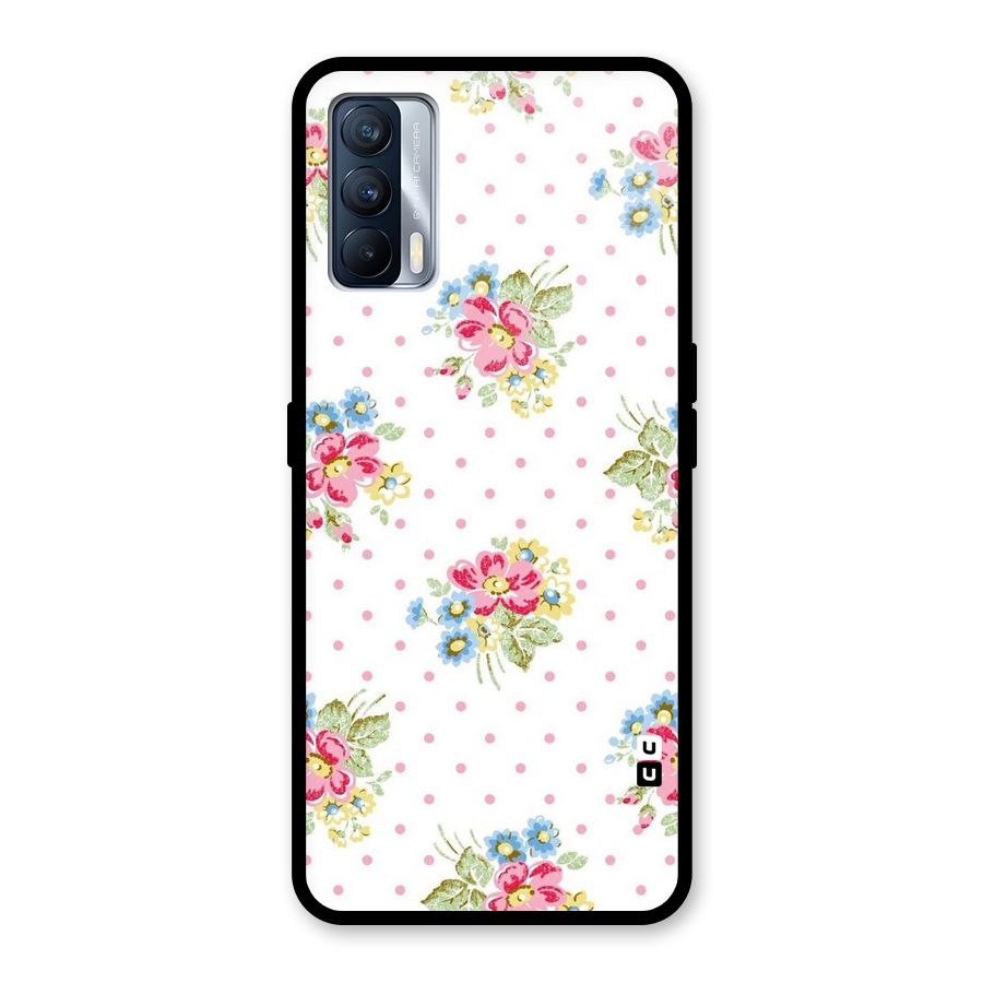 Painted Polka Floral Glass Back Case for Realme X7