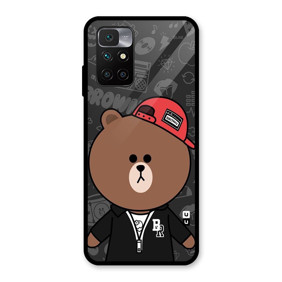 Panda Brown Glass Back Case for Redmi 10 Prime