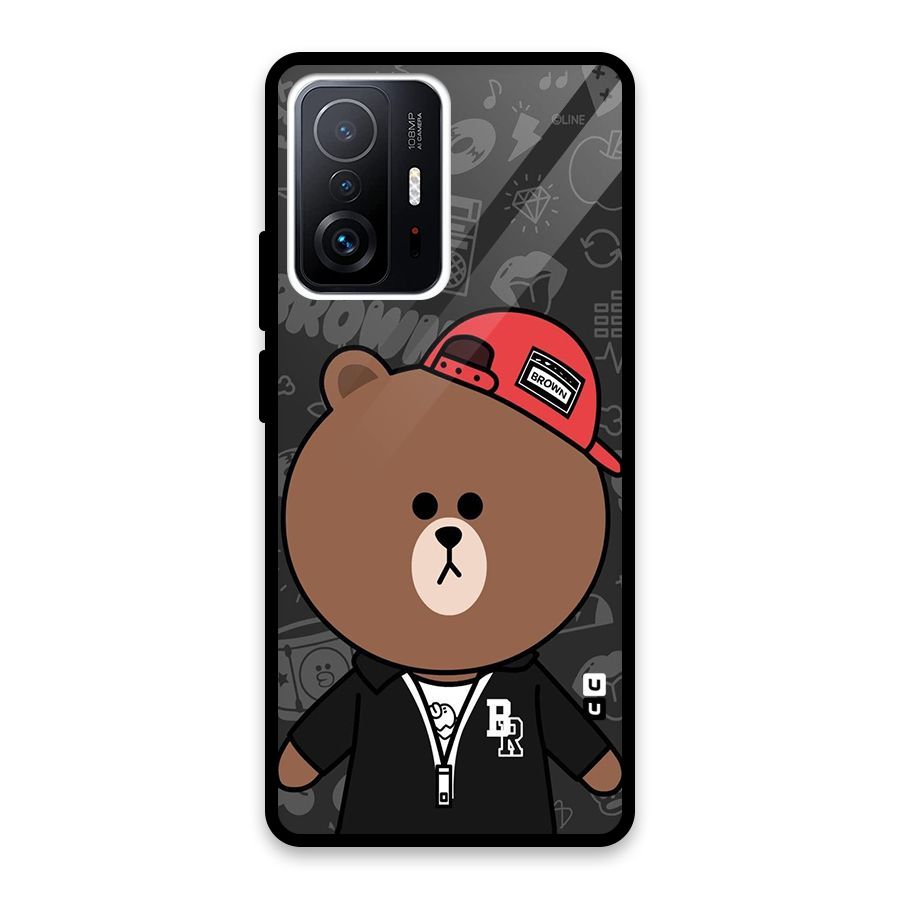 Panda Brown Glass Back Case for Xiaomi 11T Pro