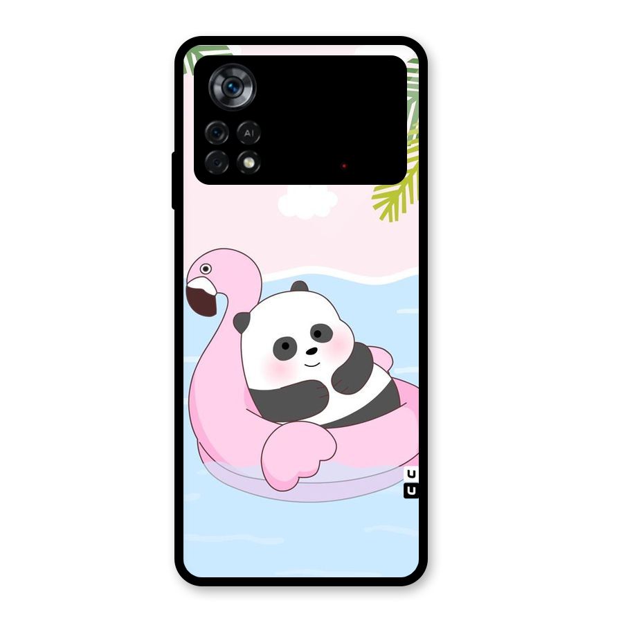 Panda Swim Glass Back Case for Poco X4 Pro 5G