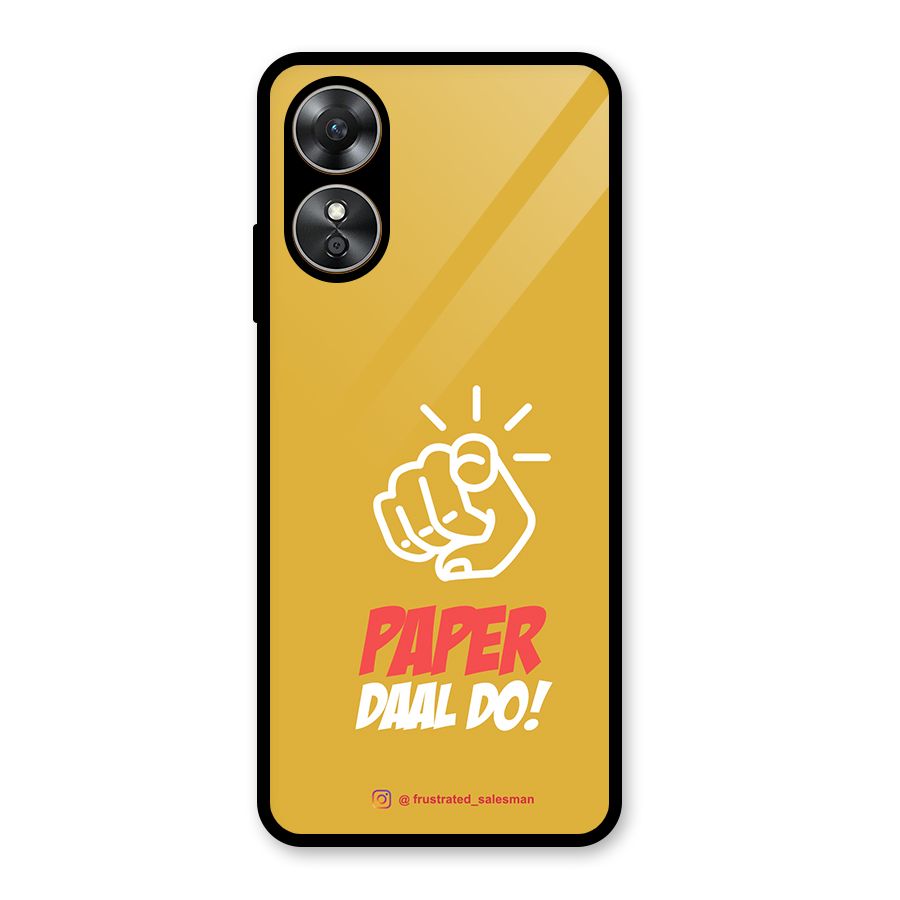 Paper Daal Do Mustard Yellow Glass Back Case for Oppo A17