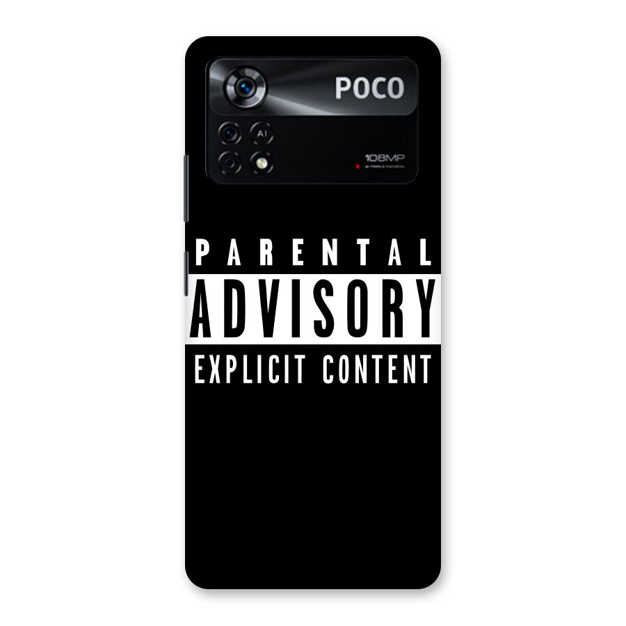 Parental Advisory Label Back Case for Poco X4 Pro 5G