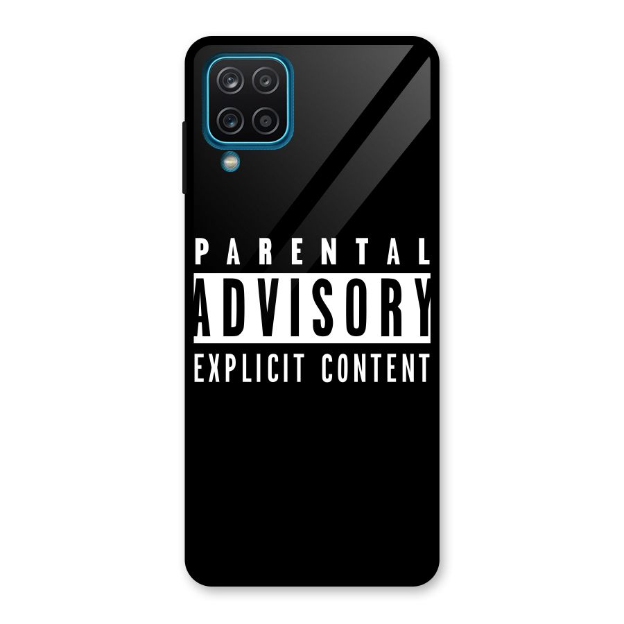 Parental Advisory Label Glass Back Case for Galaxy A12
