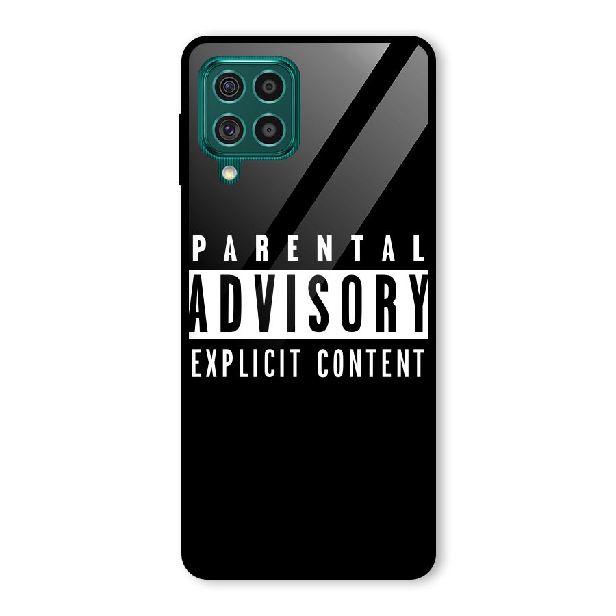 Parental Advisory Label Glass Back Case for Galaxy F62
