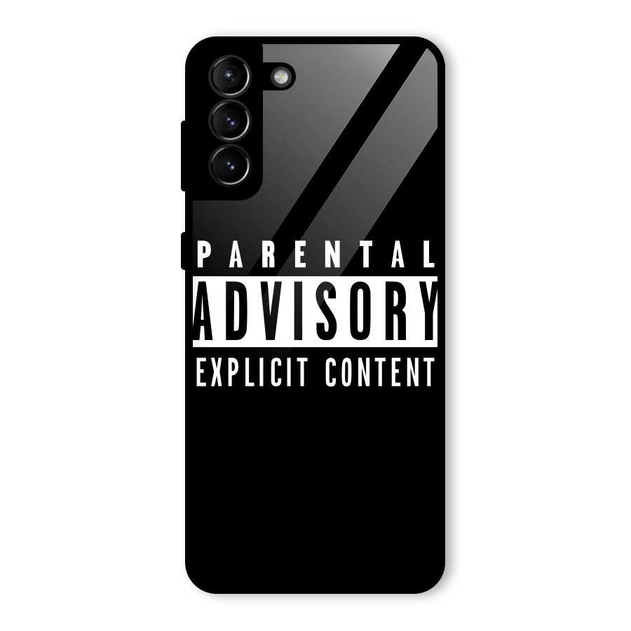 Parental Advisory Label Glass Back Case for Galaxy S21 Plus