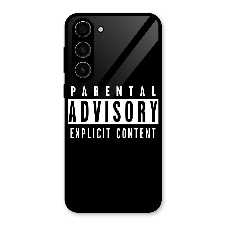 Parental Advisory Label Glass Back Case for Galaxy S23 Plus