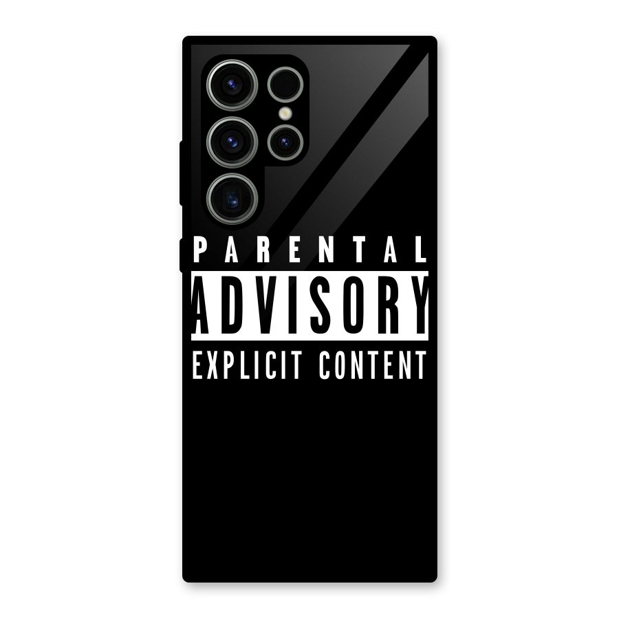 Parental Advisory Label Glass Back Case for Galaxy S23 Ultra
