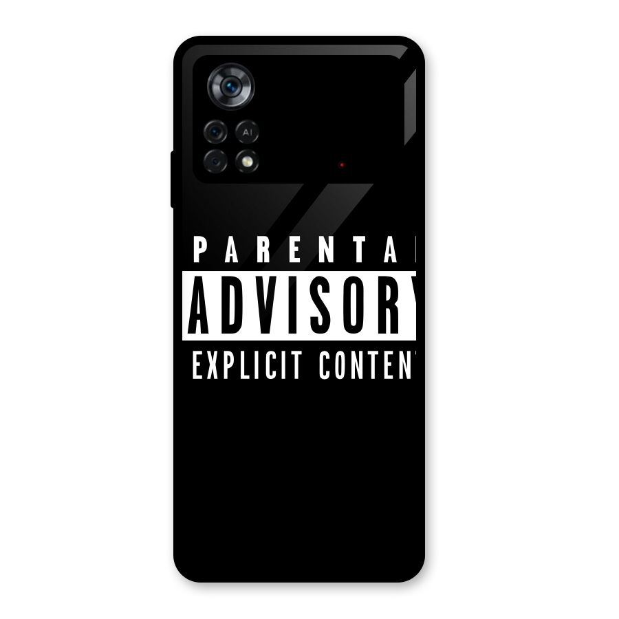 Parental Advisory Label Glass Back Case for Poco X4 Pro 5G