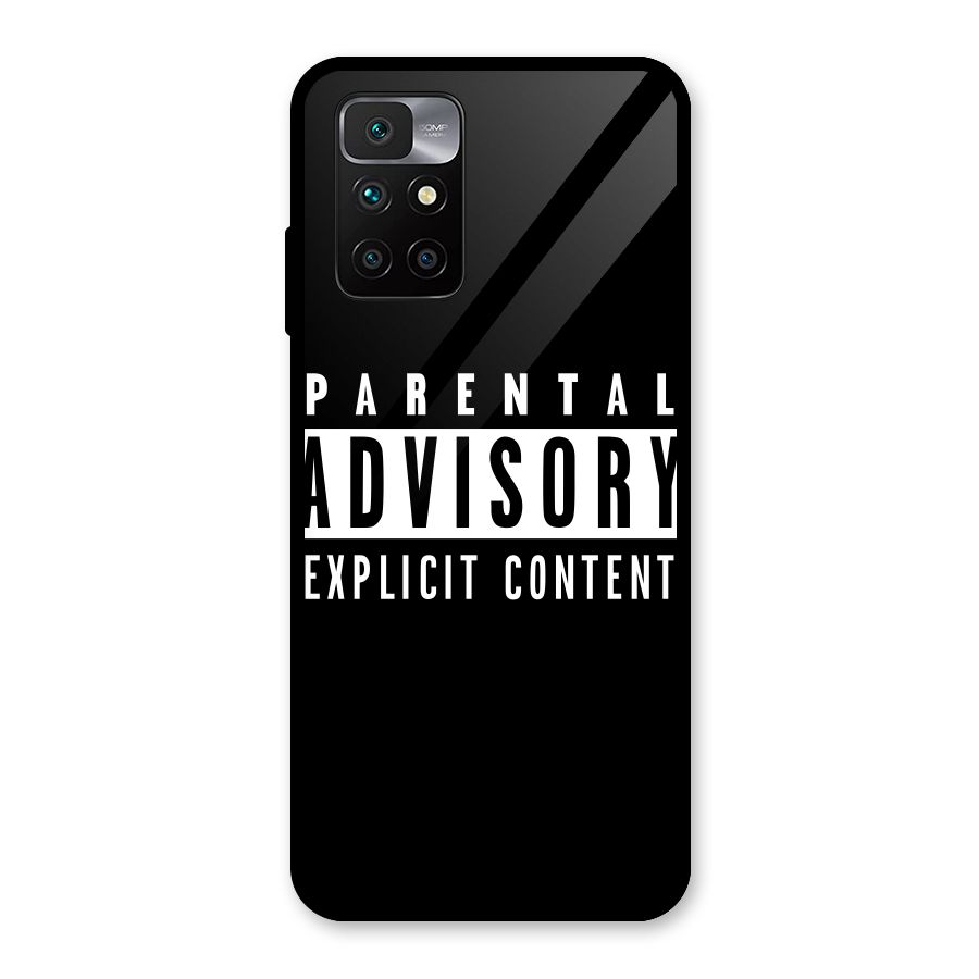 Parental Advisory Label Glass Back Case for Redmi 10 Prime