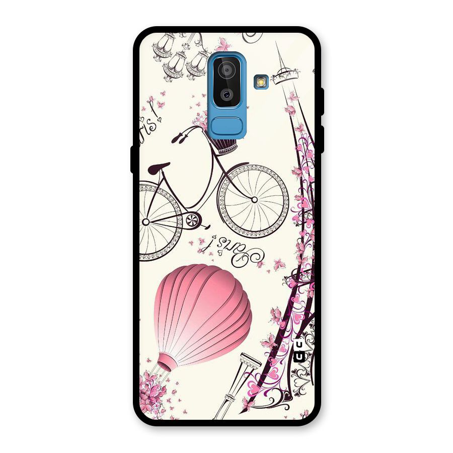 Paris Clipart Glass Back Case for Galaxy J8