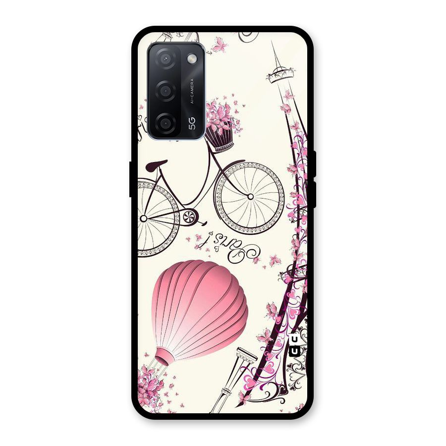 Paris Clipart Glass Back Case for Oppo A53s 5G