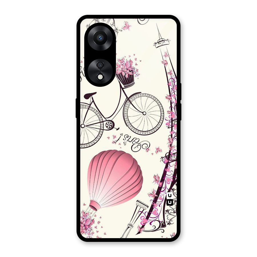 Paris Clipart Glass Back Case for Oppo A78
