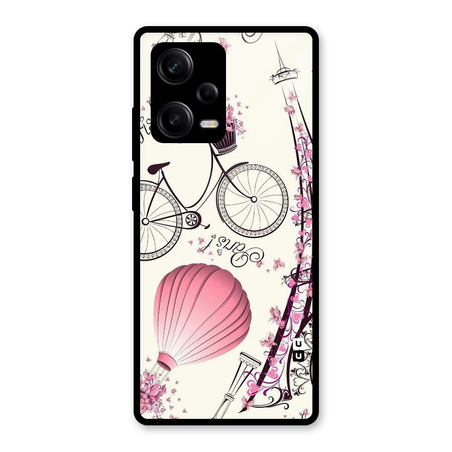 Paris Clipart Glass Back Case for Redmi Note 12 Pro