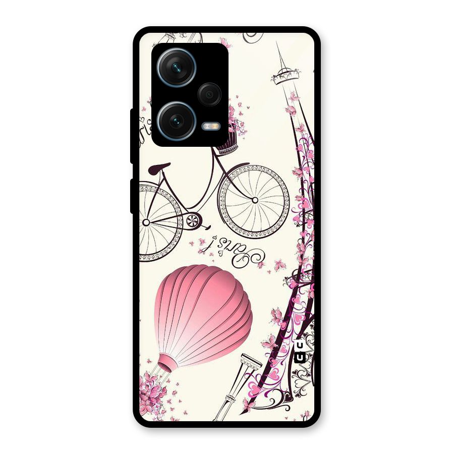 Paris Clipart Glass Back Case for Redmi Note 12 Pro Plus 5G