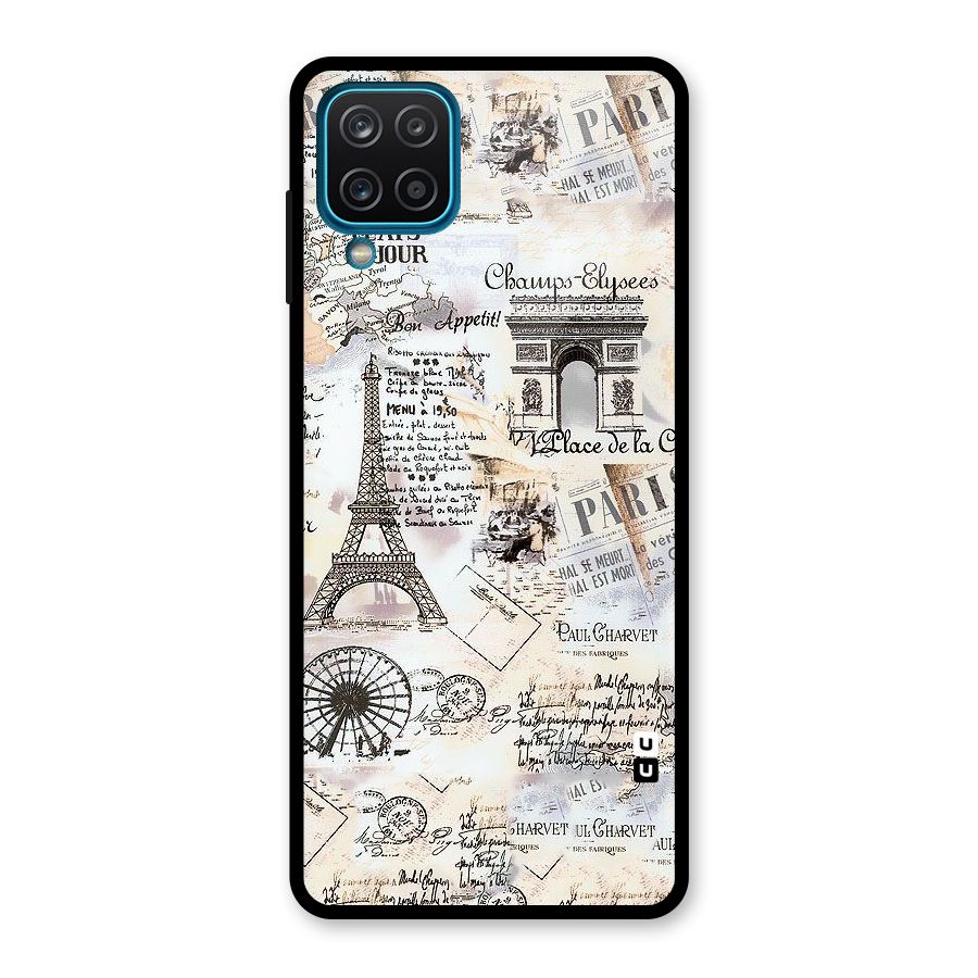 Paris Paper Glass Back Case for Galaxy A12