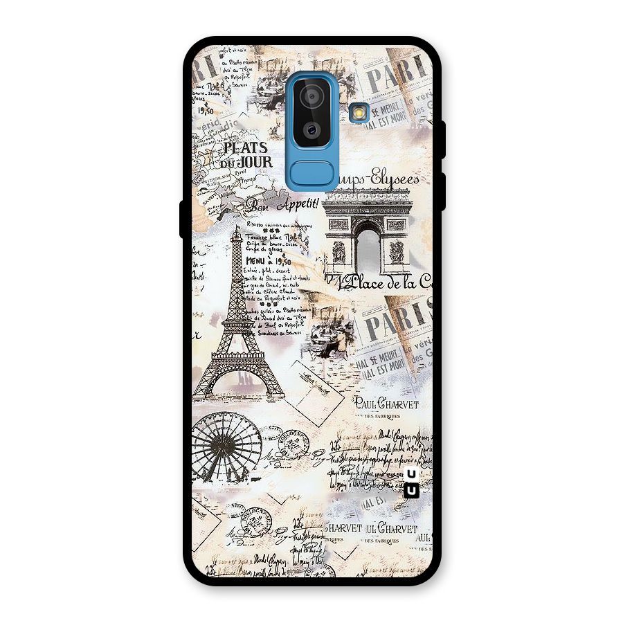Paris Paper Glass Back Case for Galaxy J8