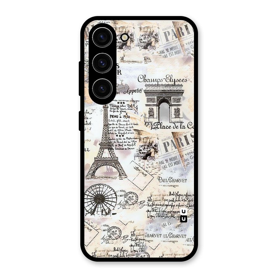 Paris Paper Glass Back Case for Galaxy S23