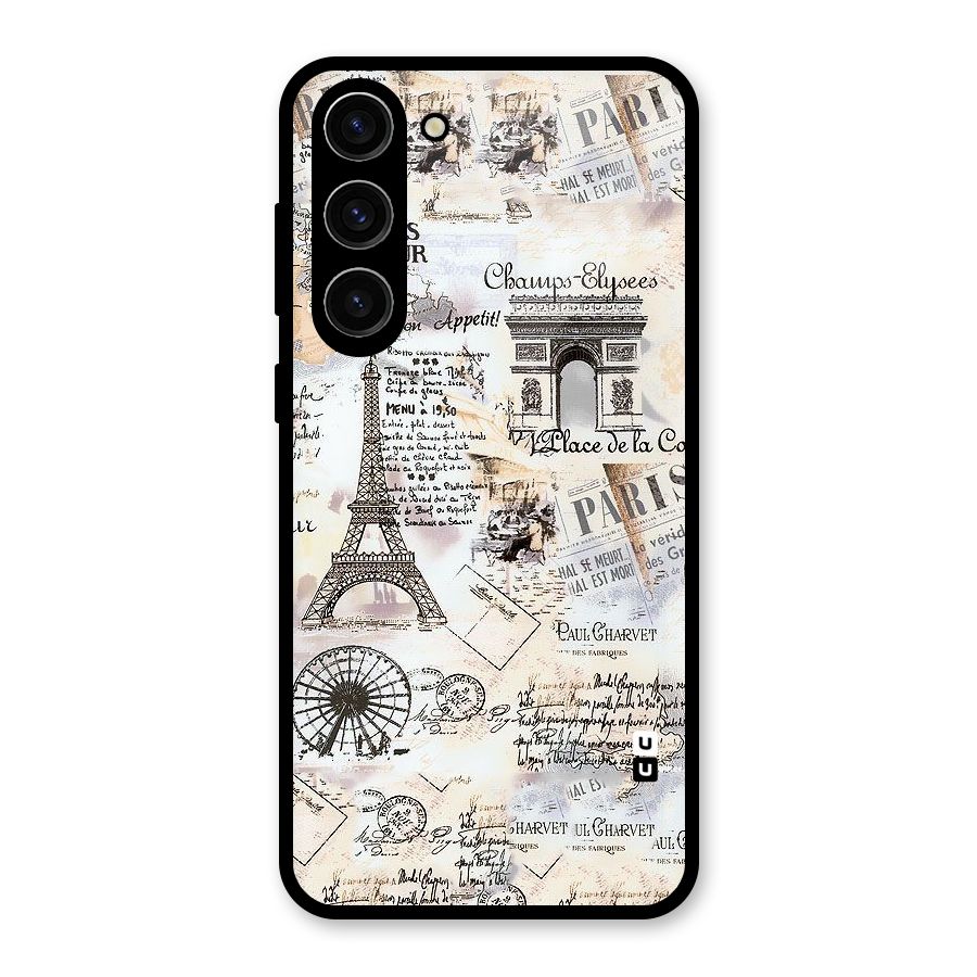 Paris Paper Glass Back Case for Galaxy S23 Plus