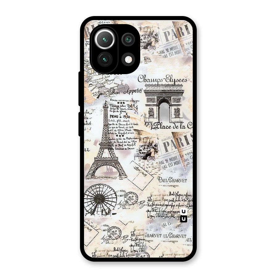 Paris Paper Glass Back Case for Mi 11 Lite