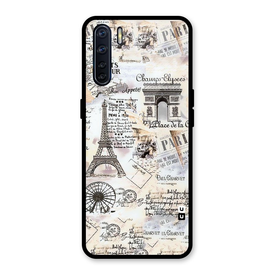 Paris Paper Glass Back Case for Oppo F15