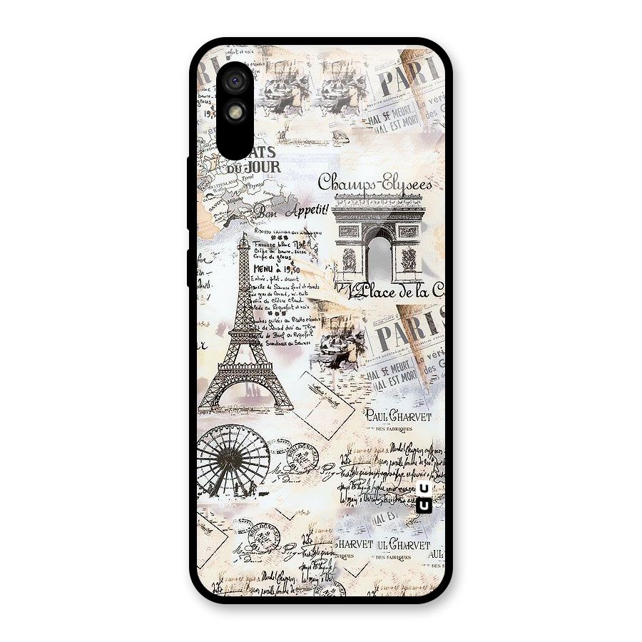 Paris Paper Glass Back Case for Redmi 9A