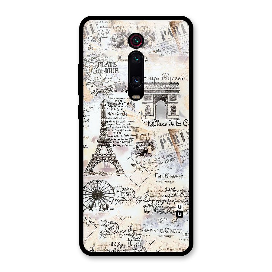 Paris Paper Glass Back Case for Redmi K20 Pro