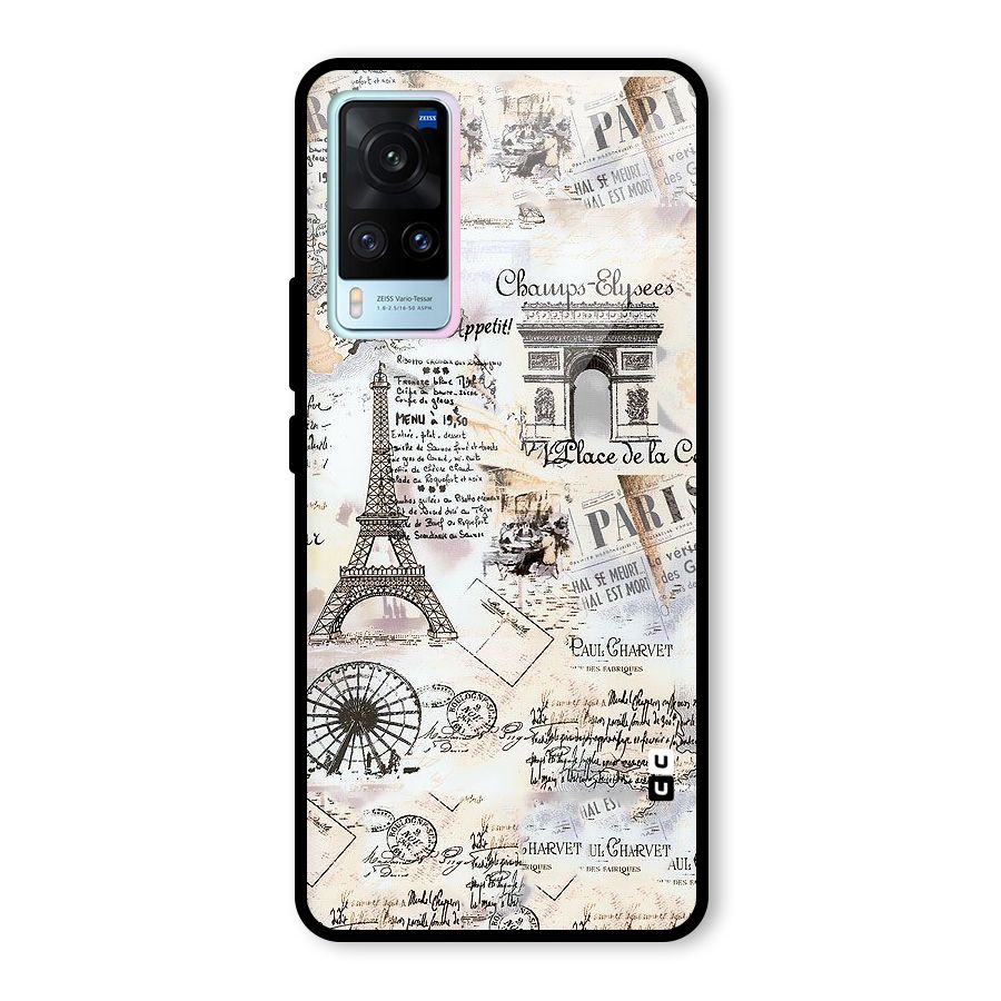 Paris Paper Glass Back Case for Vivo X60
