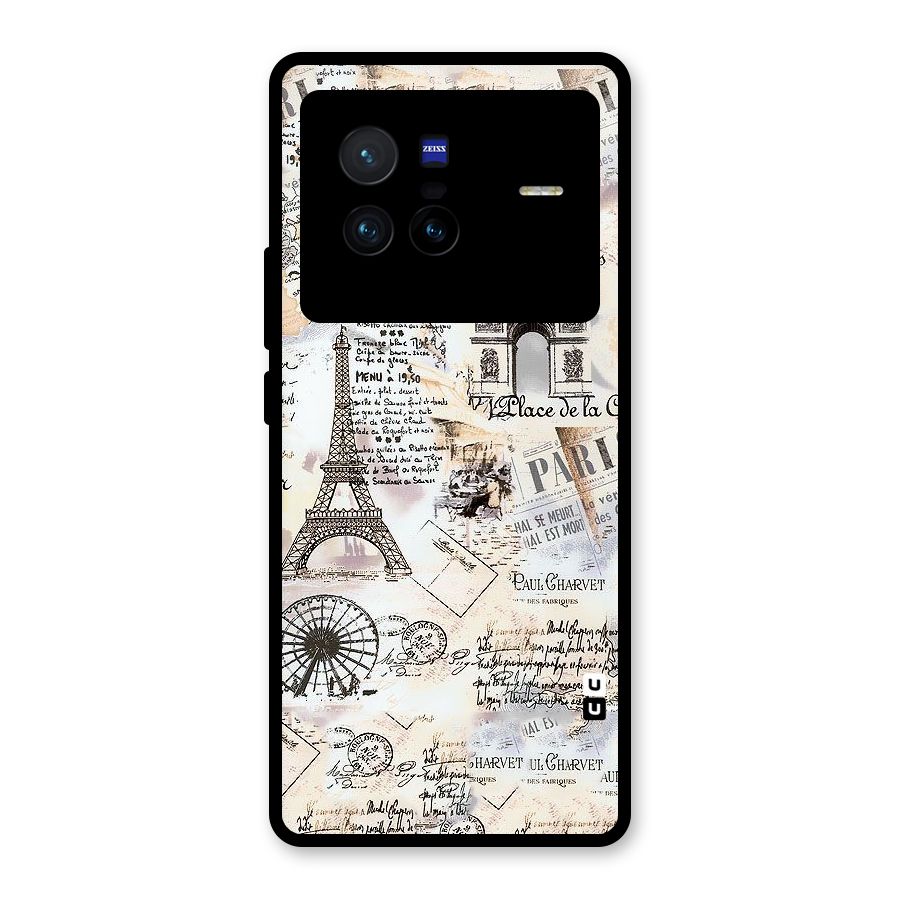Paris Paper Glass Back Case for Vivo X80
