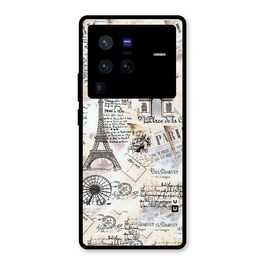 Paris Paper Glass Back Case for Vivo X80 Pro