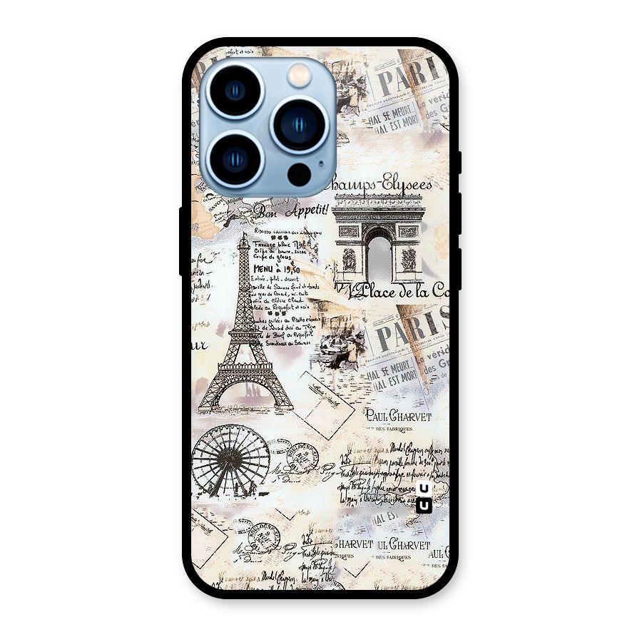 Paris Paper Glass Back Case for iPhone 13 Pro