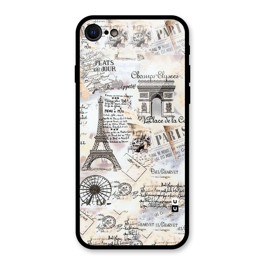 Paris Paper Glass Back Case for iPhone SE 2022