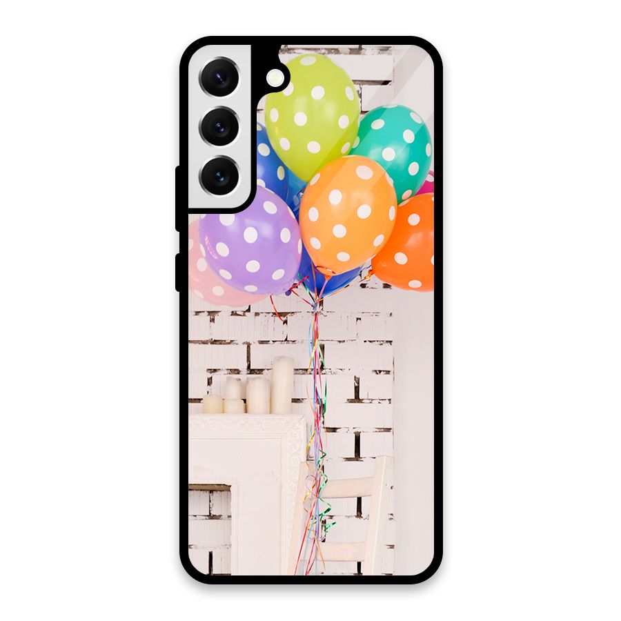 Party Balloons Glass Back Case for Galaxy S22 Plus 5G