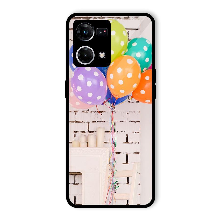 Party Balloons Glass Back Case for Oppo F21 Pro 4G