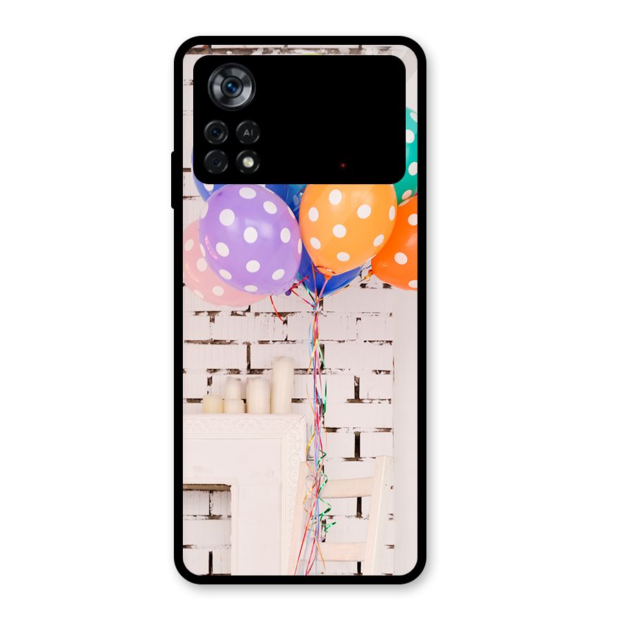Party Balloons Glass Back Case for Poco X4 Pro 5G