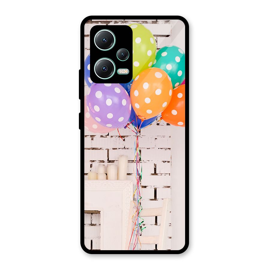 Party Balloons Glass Back Case for Redmi Note 12 5G