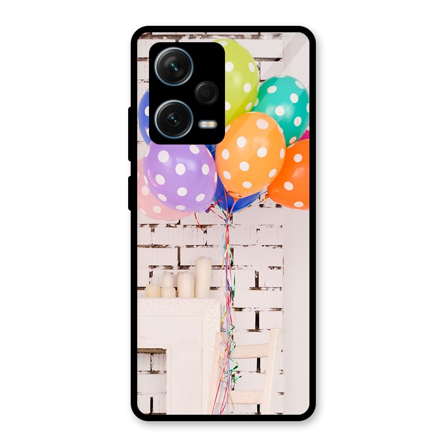 Party Balloons Glass Back Case for Redmi Note 12 Pro Plus 5G