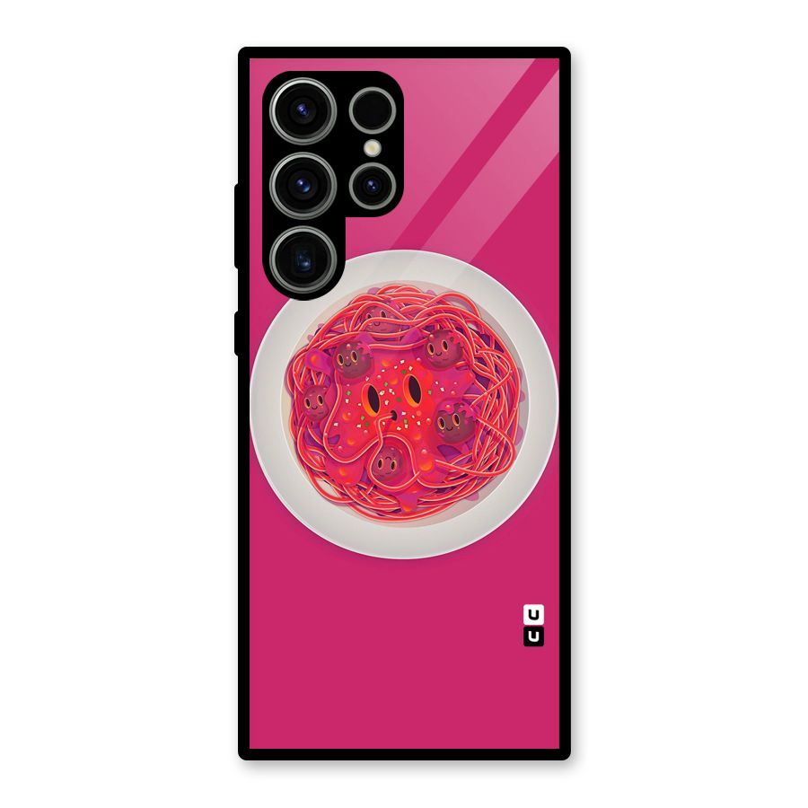 Pasta Cute Glass Back Case for Galaxy S23 Ultra