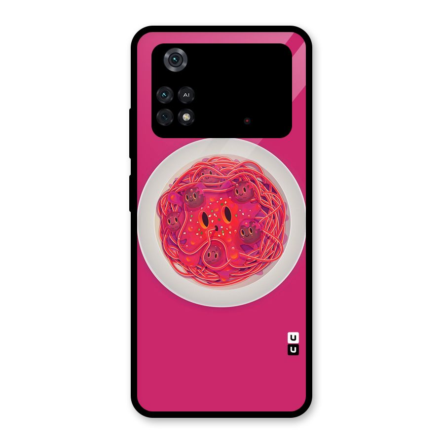 Pasta Cute Glass Back Case for Poco M4 Pro 4G