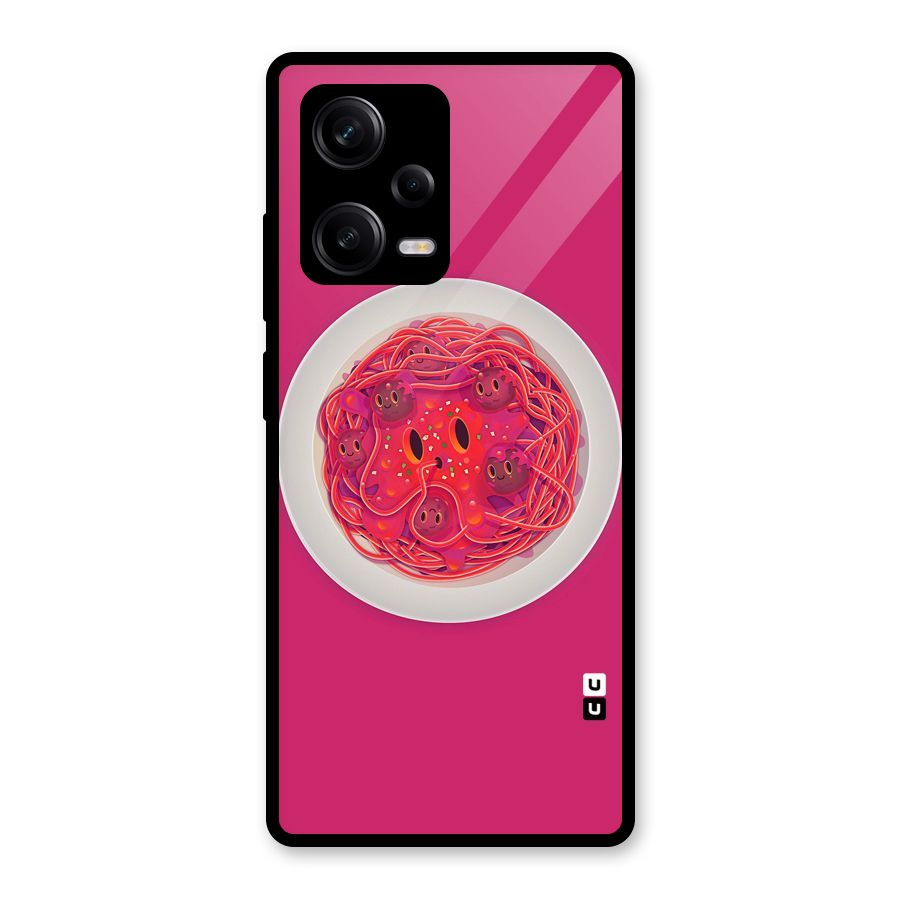 Pasta Cute Glass Back Case for Redmi Note 12 Pro