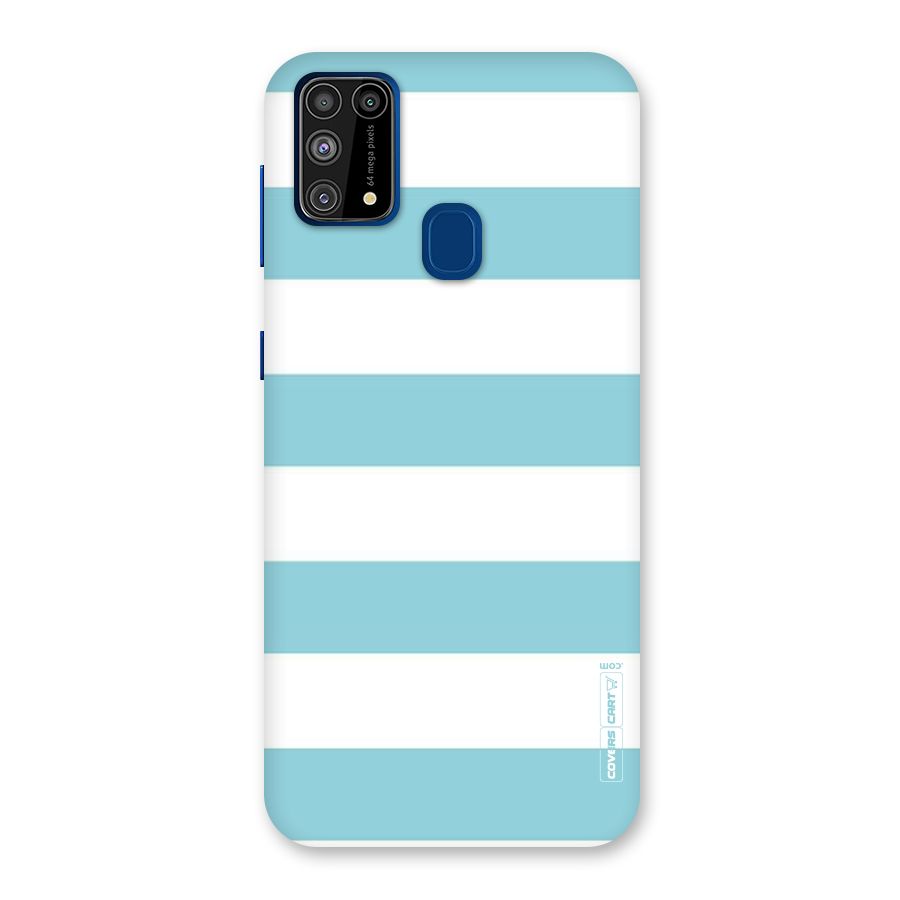 Pastel Blue White Stripes Back Case for Galaxy M31